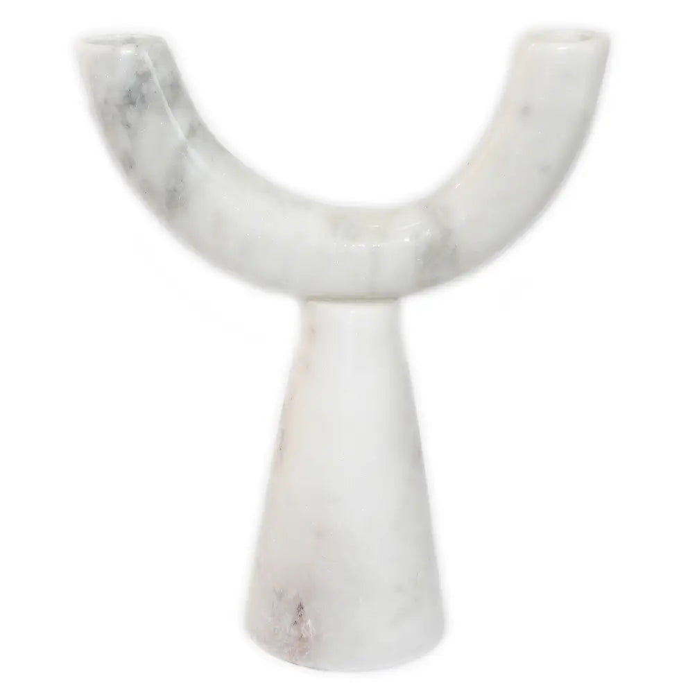 White Marble Pillar Candle Holder - White MARBLE