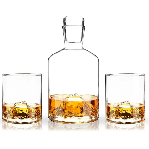 Mountain Decanter & Glass set of 3