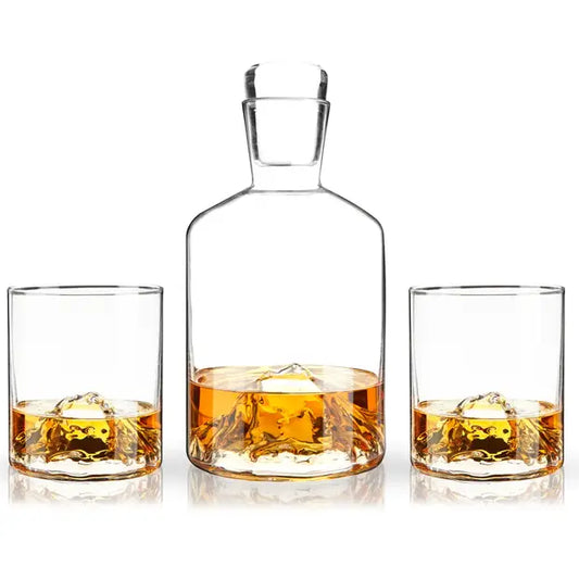 Mountain Decanter & Glass set of 3