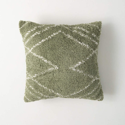 Diagonal Green Chenille Pillow