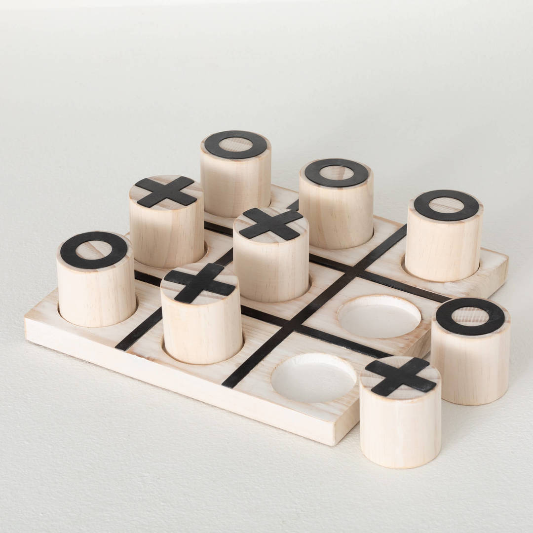 Modern Wood Block Tic Tac Toe Game