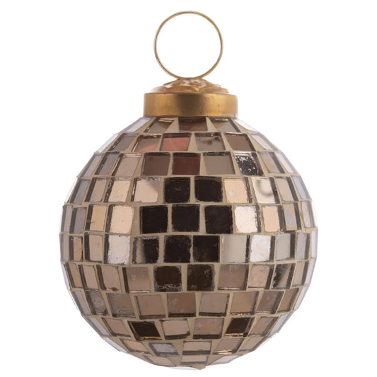 Disco Ball Mosaic Class Ornament 3" Gold