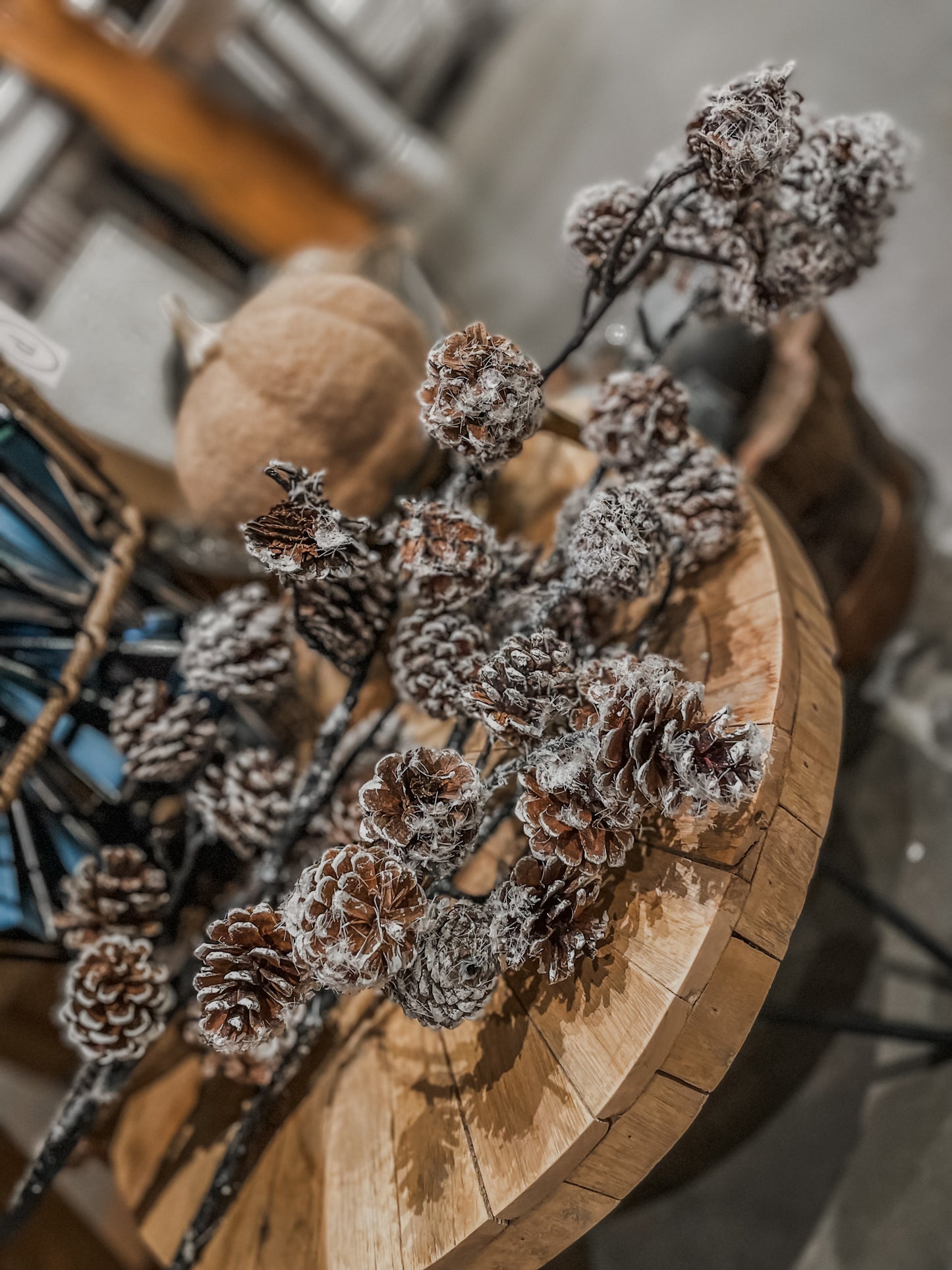 39" Ice Pine Cone Branch Faux Floral