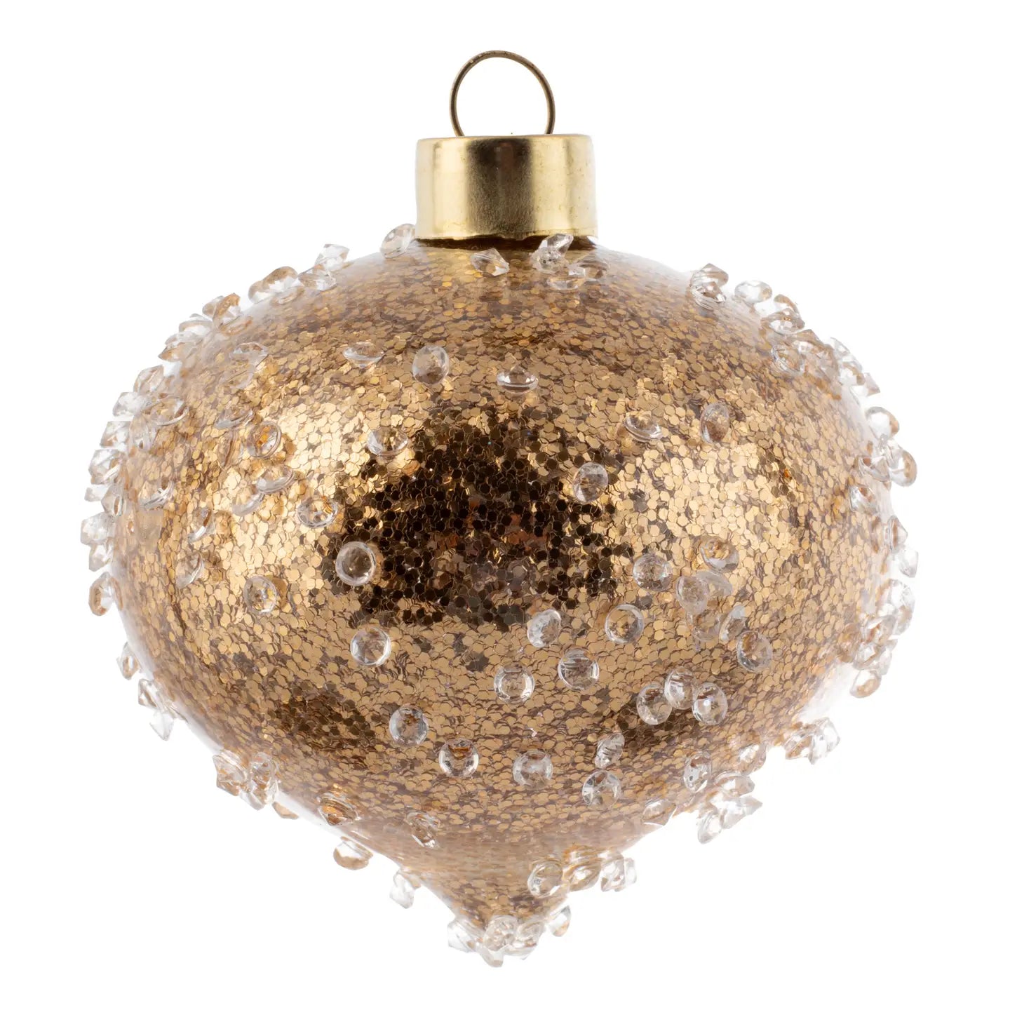 Ice Beaded Glitter Gold Ornament - Drop