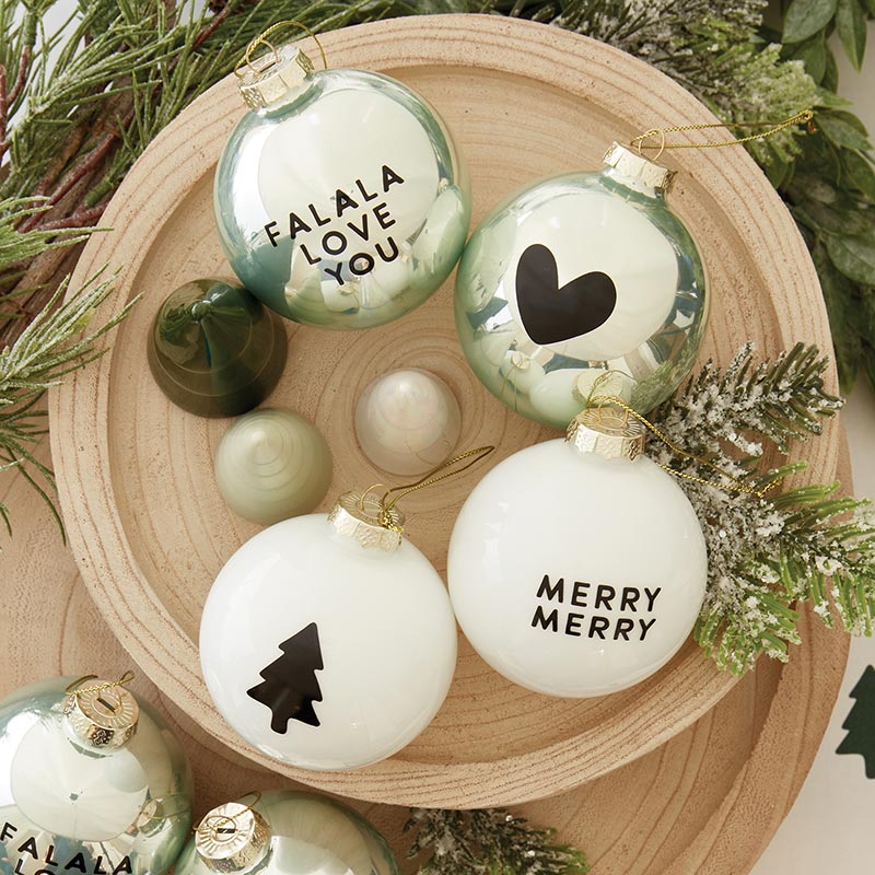 Glass Ornament Set - Merry Merry + Tree - Set of 2