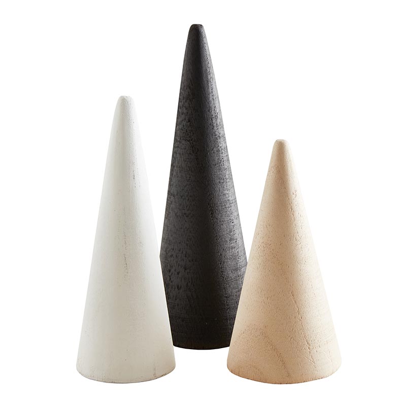 Mini Wood Cone Trees - Set of 3