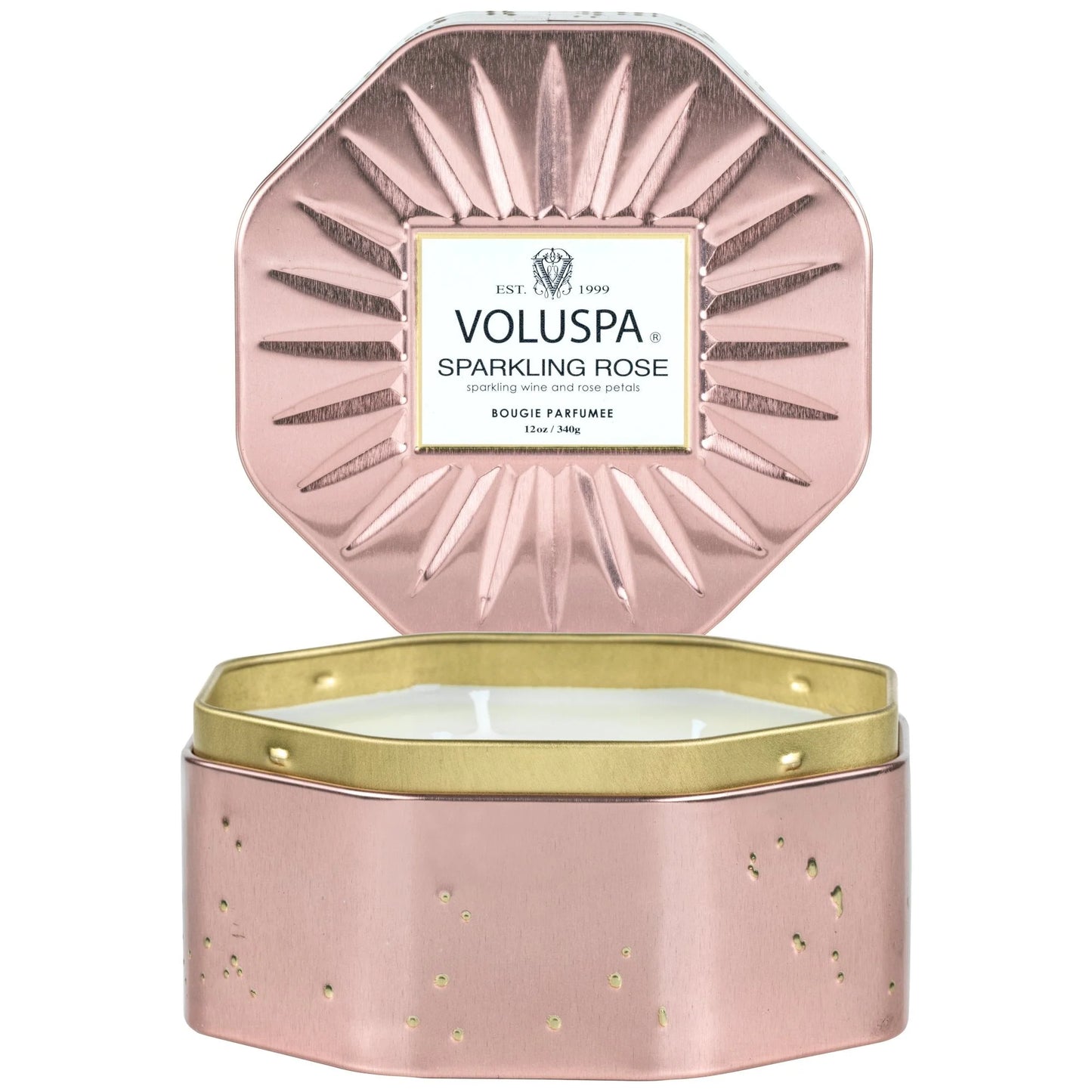 Sparkling Rose 3-Wick Octagon Tin