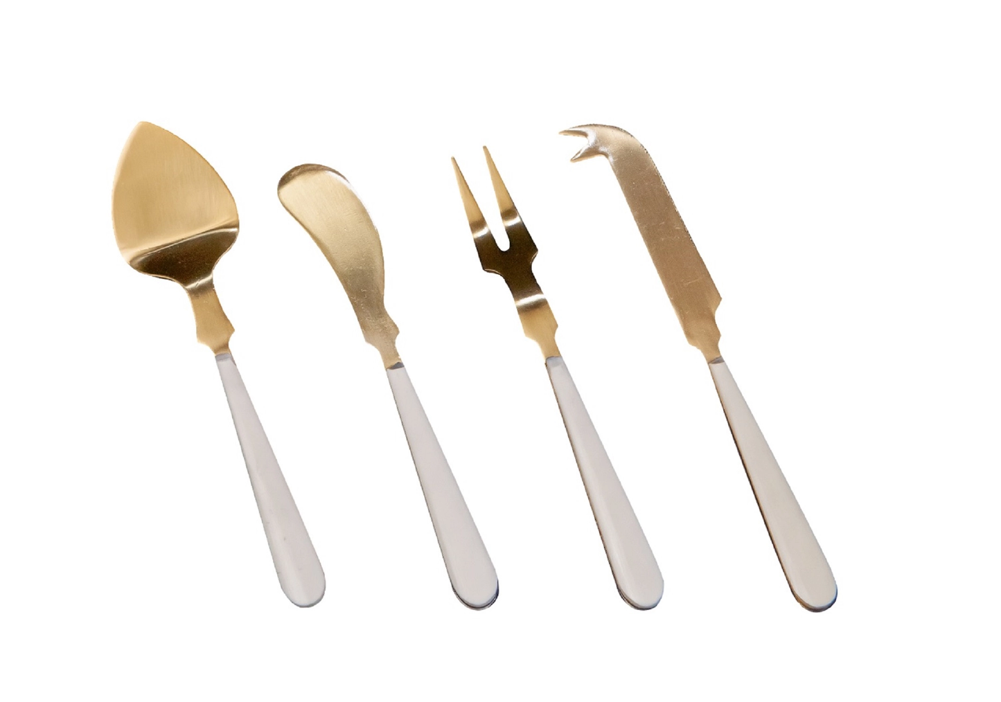 Set of 4 Gold Cheese Set w/ Resin Handles in Giftbox