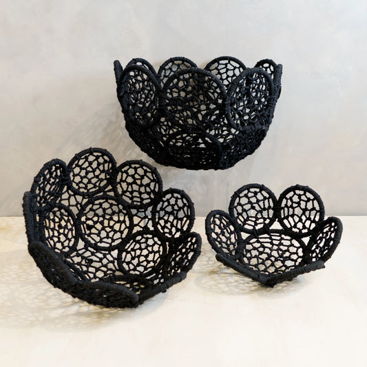 Black Jute Flower Basket