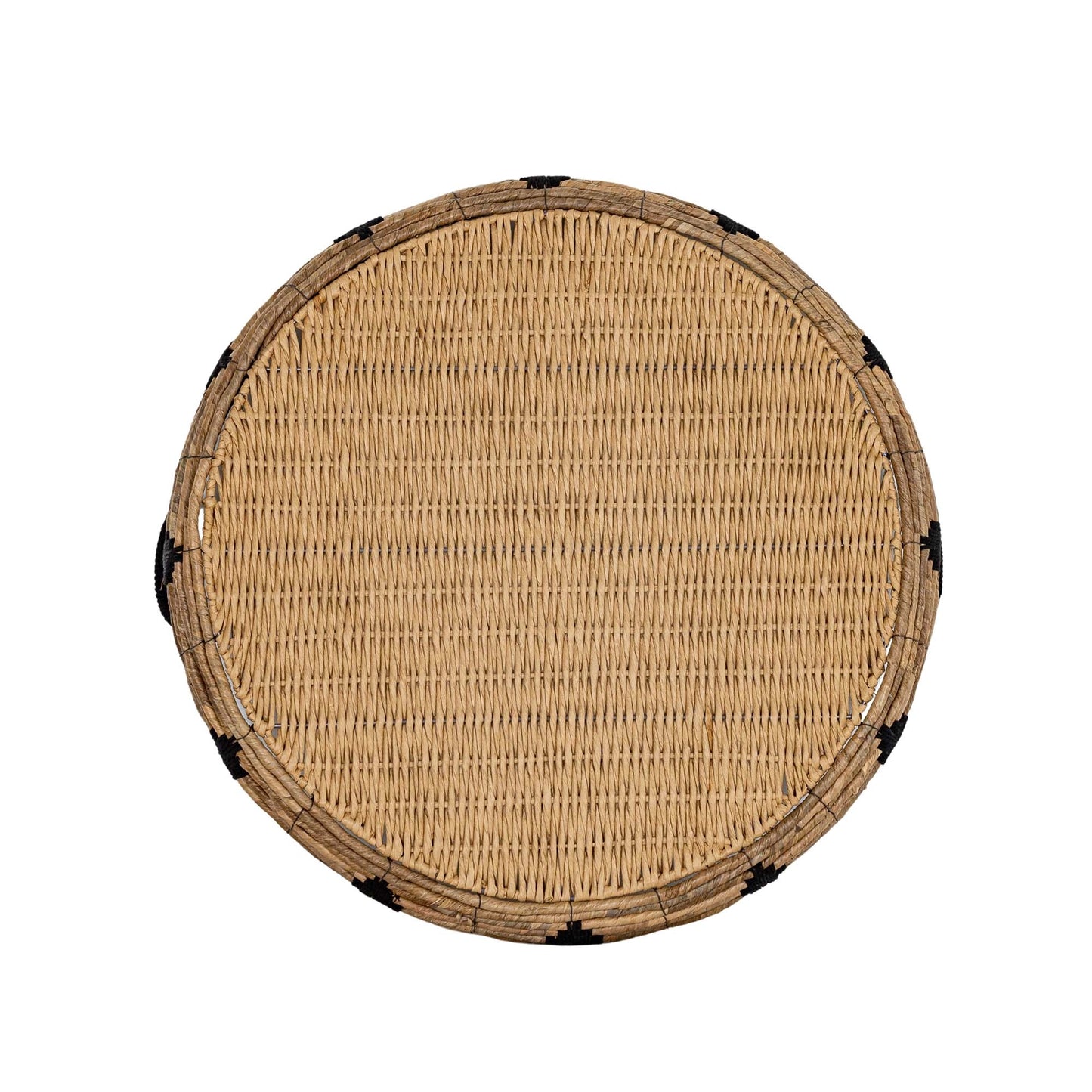Oversized Seagrass Round Tray - Natural + Black