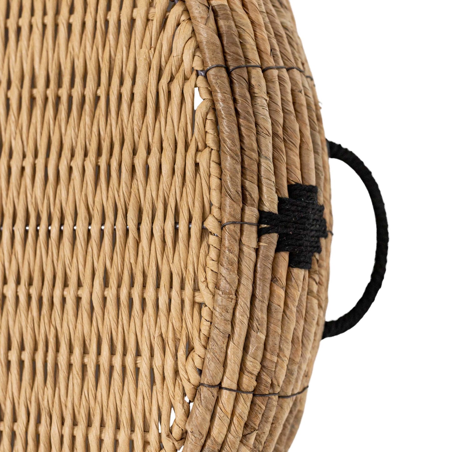 Oversized Seagrass Round Tray - Natural + Black