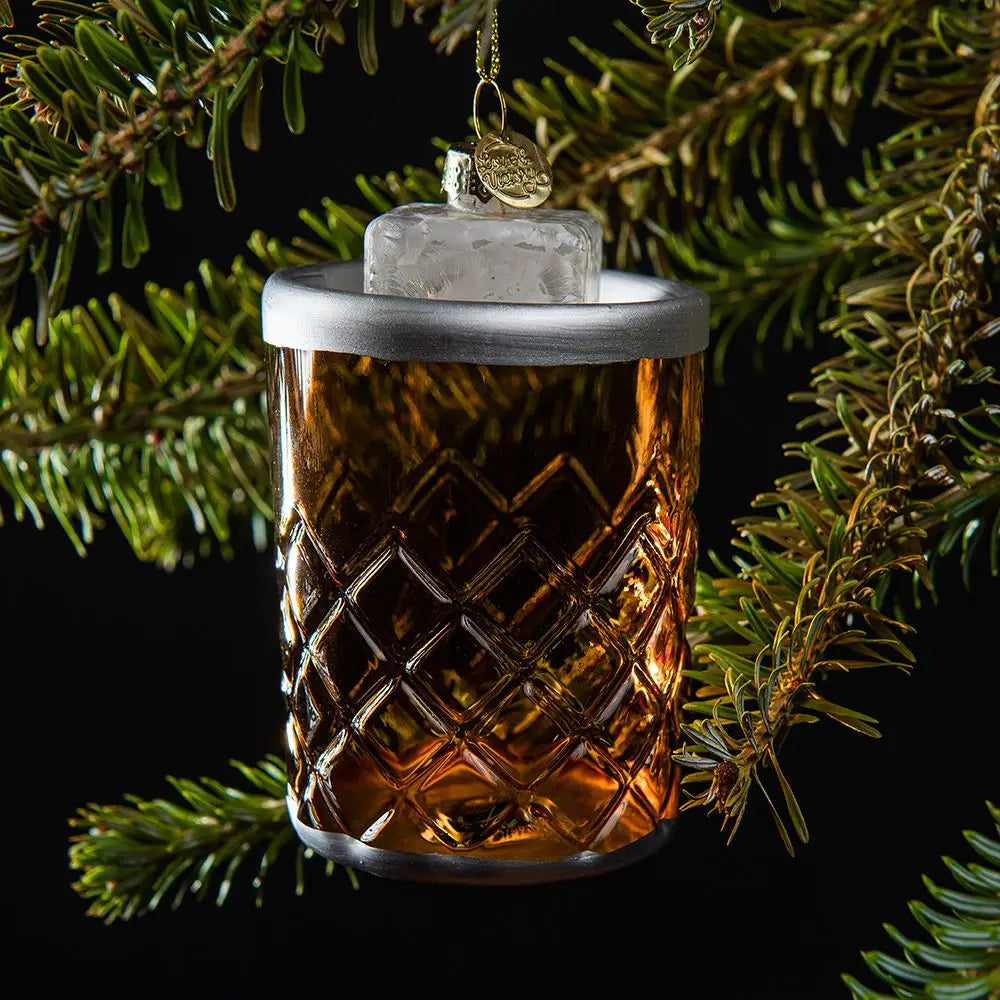 Whiskey On the Rocks Cocktail Glass Ornament