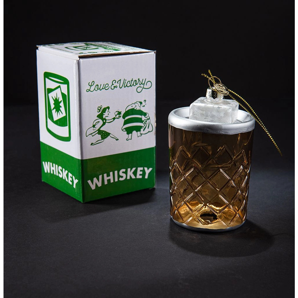 Whiskey On the Rocks Cocktail Glass Ornament