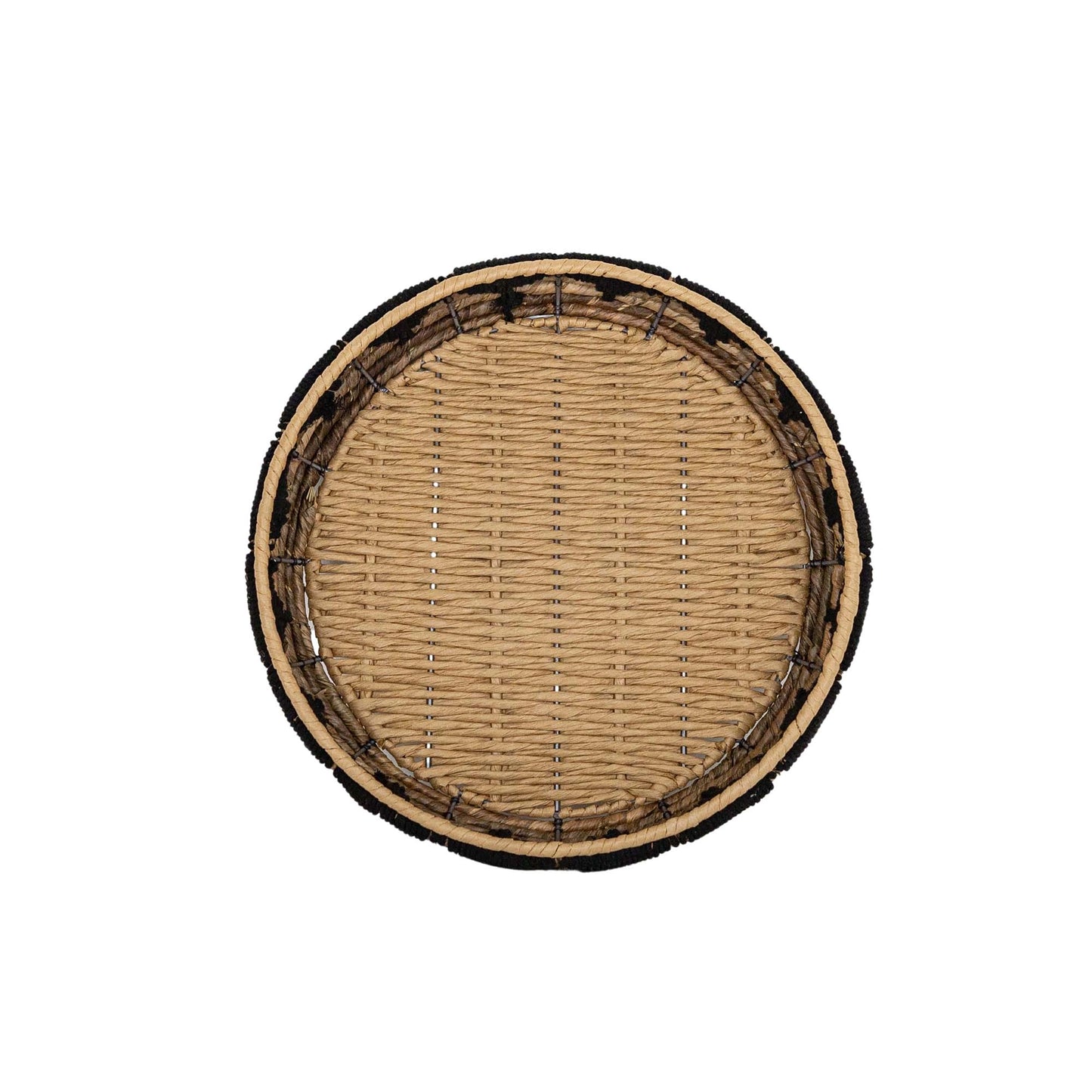 Seagrass Round Tray - Natural + Black