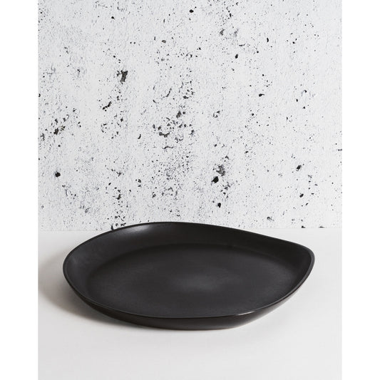 Stoneware Round Serving Platter - Matte Black