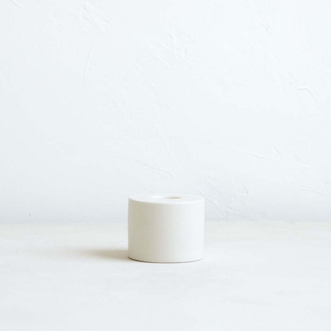 Petite Ceramic Taper Holder - White