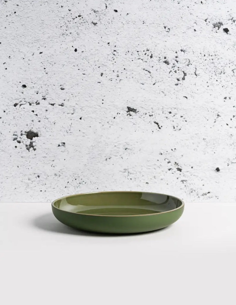 Stoneware Pasta Plate - Matte/Glazed Green