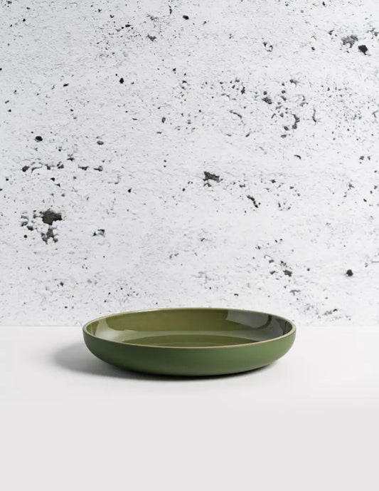 Stoneware Pasta Plate - Matte/Glazed Green