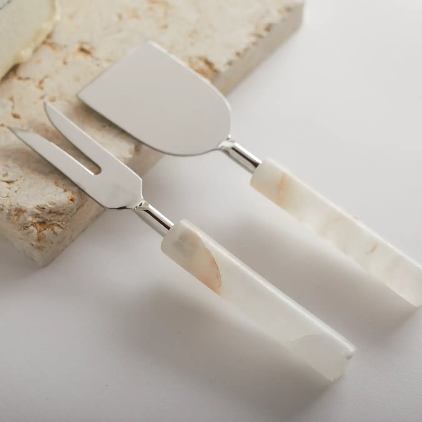 Santo Alabaster Cheese Tools Set of 2