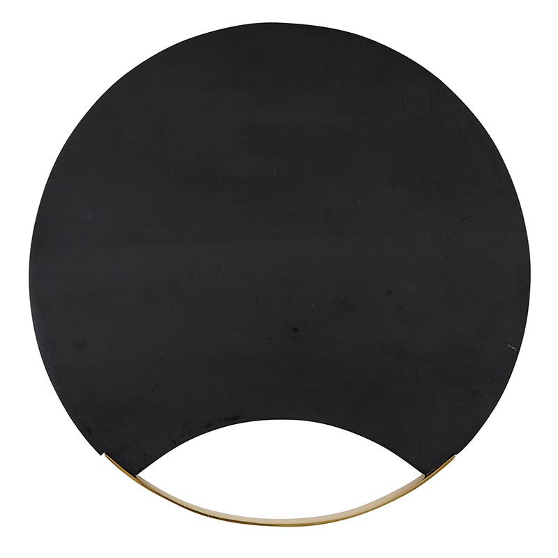 Round Black Serving Board with Brass Handle