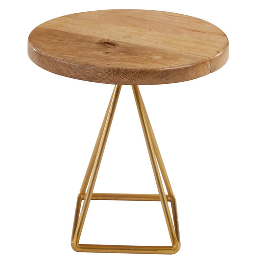 Wood + Gold Serving Stand