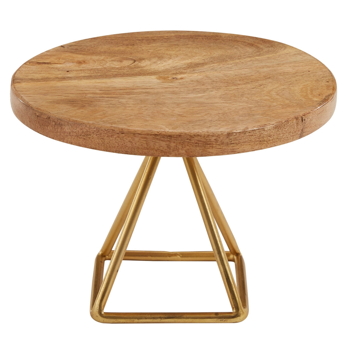 Wood + Gold Serving Stand